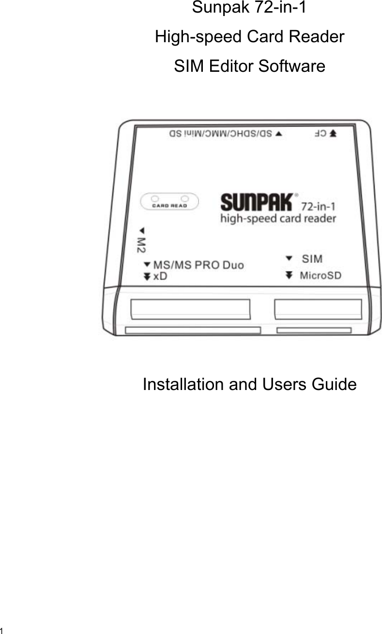 sunpak card reader software download